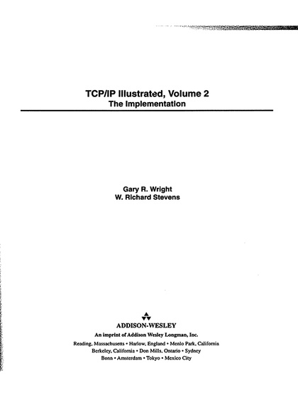 TCP/IP Illustrated, Volume 2 The Implementation