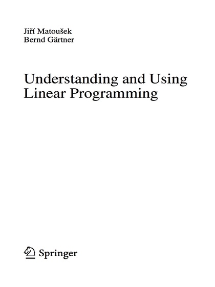 Understanding and Using Linear Programming