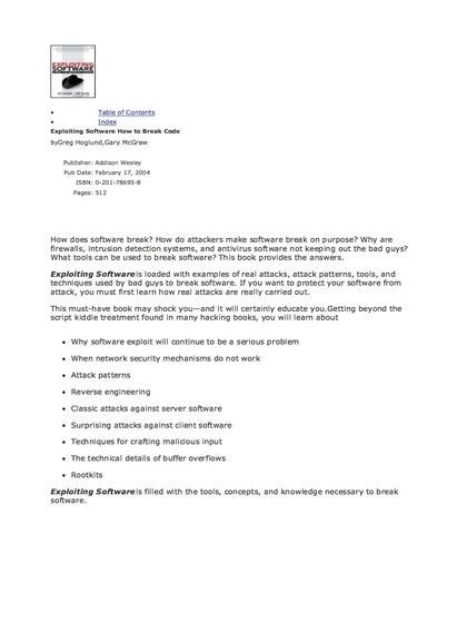 Exploiting Software How to Break Code