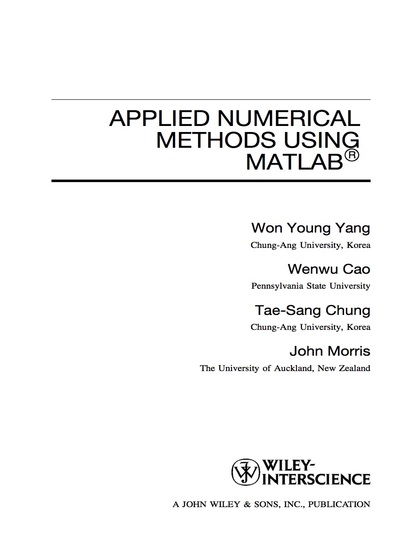 Applied Numerical Methods Using MATLAB