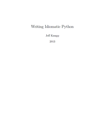 Writing Idiomatic Python